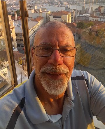 Mr. B snaps a selfie at the top of a restaurant in Istanbul.