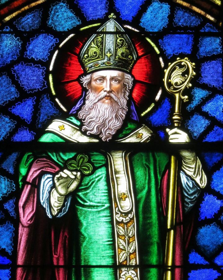 St. Patrick holding his shamrock.