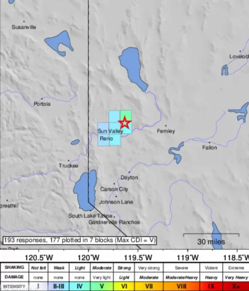 Late Night Earthquakes Shake Sparks and Surrounding Areas